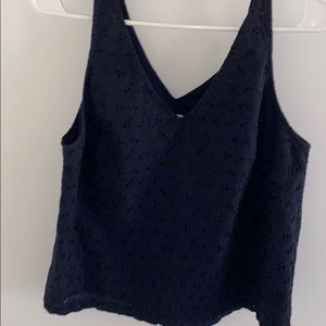 Navy with black embroidery Top